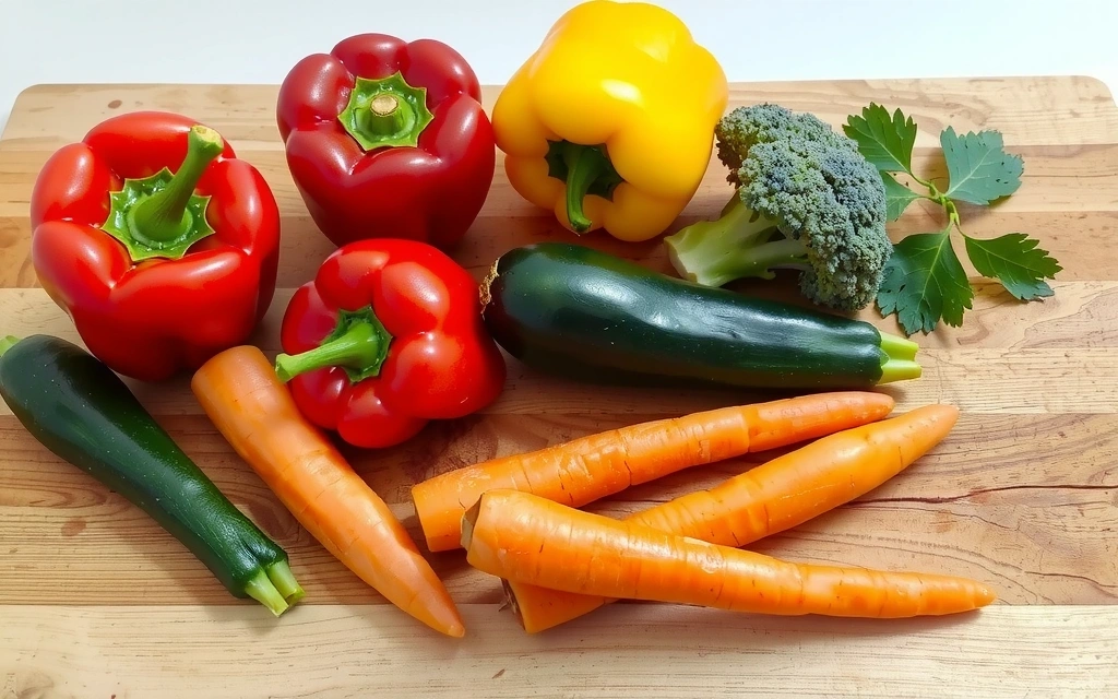 Verdure fresche e colorate su un tagliere